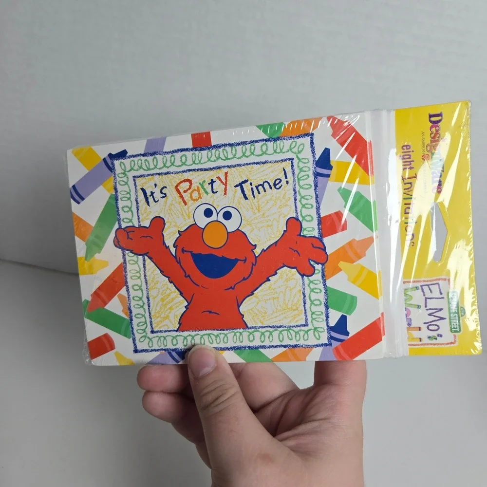 Vintage 2001 Designware Sesame Street Elmo's World 8 Pack Party Invitations New